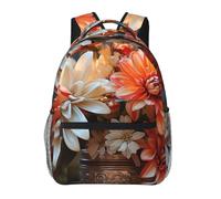 LZQPOEAS Laptop Backpack for Women Men Travel Backpacks Lightweight Casual Daypack Orange Flowers Computer Bag