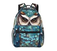 LZQPOEAS Laptop Backpack for Women Men Travel Backpacks Lightweight Casual Daypack Owl Spring Flowers Turquoise Computer Bag