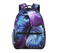 LZQPOEAS Laptop Backpack for Women Men Travel Backpacks Lightweight Casual Daypack Purple rose with beautiful butterfly Computer Bag