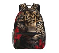 LZQPOEAS Laptop Backpack for Women Men Travel Backpacks Lightweight Casual Daypack Rose Leopard Computer Bag