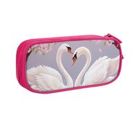 LZQPOEAS Large Capacity Pen Case for Women Men Pen Bag Zippered Pen Pouch White Swans with Floral Tree Pen Bag Portable Makeup Bag Cute Coin Pouch for Work & Office Supplies