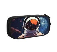 LZQPOEAS Large Capacity Pencil Case for Women Men Pen Bag Zippered Pen Pouch Cool Man in Outer Space Galaxy Pencil Bag Portable Makeup Bag Cute Coin Pouch for Work & Office Supplies