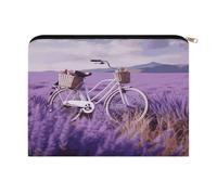 LZQPOEAS Lavender Field Bike Makeup Bag Large Capacity Cosmetic Bag for Women Multi-Function Small Zipper Pouch Portable Travel Toiletry Bags Personalized Makeup Bags for Purse