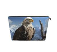 LZQPOEAS Leather Makeup Bag Travel Toiletry Bag A lone eagle Cosmetic Bag Zipper Large Pencil Bag for Women Men, Gold, One Size