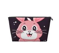 LZQPOEAS Leather Makeup Bag Travel Toiletry Bag Cute cartoon rabbit Cosmetic Bag Zipper Large Pencil Bag for Women Men, Silver, One Size
