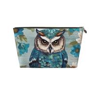 LZQPOEAS Leather Makeup Bag Travel Toiletry Bag Owl Spring Flowers Turquoise Cosmetic Bag Zipper Large Pencil Bag for Women Men, Gold, One Size