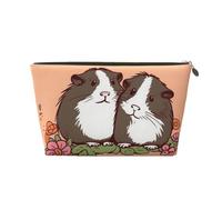 LZQPOEAS Leather Makeup Bag Travel Toiletry Bag Two guinea pigs hanging out Cosmetic Bag Zipper Large Pencil Bag for Women Men, Gold, One size