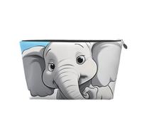 LZQPOEAS Leather Makeup Bag Travel Toiletry Bag White Elephant Cosmetic Bag Zipper Large Pencil Bag for Women Men, Silver, One size