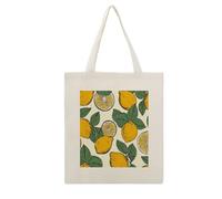 LZQPOEAS Lemon Fruit Pattern Canvas Tote Bag Cotton Grocery Shopping Cloth Bags Cute Aesthetic Tote Bag Lightweight Reusable Shoulder Bags for Shopping Grocery Beach Picnic Wedding Favors
