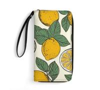 LZQPOEAS Lemon Fruit Pattern Clutch Wallet, Small Exquisite PU Leather Long Purse Gift for Friends, Zipper Coin Pocket with Patterns, Wristlet Bag for Daily Use