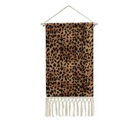LZQPOEAS Leopard Patterned Wallpaper Wall Art Decor 10x19.6 in - Linen Hanging Poster with Tassel Unique Boho Wall Hanging Tapestry Rustic Pictures Prints for Living Room, Bedroom, Office