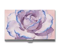 LZQPOEAS Light Purple & Blue Edge Business Card Holder, Personalized Metal Name Card Case, Portable Pocket Card Organizer with Buckle Closure, Professional Business Card Container for Office