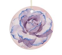 LZQPOEAS Light Purple & Blue Edge Round Ceramic Pendant Hanging Festival Ornament, Personalized Double Sided Ceramic Home Decor, Lightweight Durable Hanging Ornament Gift for Home, Party, Women Men