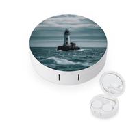 LZQPOEAS Lighthouse Ocean Contact Lens Case Portable Contact Case Soak Storage Kit Cute Contact Lens Solution Bottle with Mirror Tweezers Solution Soaking Cases for Daily Travel Outdoor Use