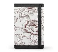 LZQPOEAS Line Floral Rose Flowers Design2 Trifold Wallet for Men Slim Minimalist Front Pocket Modern Fashion Wallet Extra Capacity Credit Card Holder Cards Purse