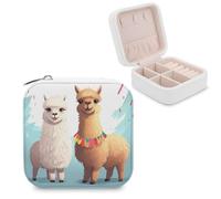 LZQPOEAS Llama Alpaca Jewelry Box, PU Patterned Storage Case, Portable Travel Jewelry Organizer Box for Storing Rings, Pendants, Earrings, Necklaces, And Women's Specialized