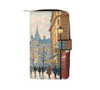 LZQPOEAS London Impression Wallet Fashion Credit Card Holder Large Capacity Money Clip Slim Leather Wallet for Men Women