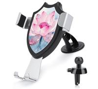 LZQPOEAS Lotus Pink Flower Car Phone Mount Universal Cell Phone Holder for Dashboard Windshield Air Vent, Rotatable Adjustable Automobile Cradle, Compatible with All 4-6 Inch Smartphone