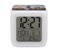 LZQPOEAS Love from New York Alarm Clock Digital Temperature Display Color-Changing Alarm Clock LED Display Screen Mini Clocks for Office Living Room Bedroom