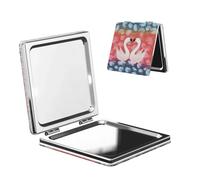 LZQPOEAS Love swan and Heart Shape Makeup Mirror 2-Sided 1X/2X Magnification Compact Mirror Small Pocket Mirror for Purse Folding Portable Handheld Mirror Travel Makeup Mirror for Gift Square