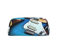 LZQPOEAS Magic Electric Guitar Music Pencil Case Leather Pen Bag Travel Makeup Bag Zipper Organizer Bag for Women Men