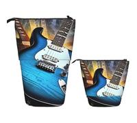 LZQPOEAS Magic Electric Guitar Music Pencil Case Telescopic Pen Pouch Standing Pencil Bag Pop Up Pencil Holder With Zipper Travel Coin Pouch Purse Portable Makeup Bag for Office Holiday Gift