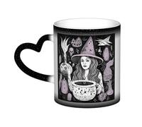 LZQPOEAS Magic Witch Witchcraft Bohemian Drawing Coffee Mugs Heat Sensitive Color Changing Mug In The Sky 13 Ounce Ceramic Tea Cup Personalized Drinking Cup Novelty Coffee Cup Gifts for Men Women