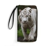 LZQPOEAS Majestic White Bengal Tiger Clutch Wallet, Small Exquisite PU Leather Long Purse Gift for Friends, Zipper Coin Pocket with Patterns, Wristlet Bag for Daily Use