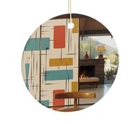 LZQPOEAS Mid Century Modern Round Ceramic Pendant Hanging Festival Ornament, Personalized Double Sided Ceramic Home Decor, Lightweight Durable Hanging Ornament Gift for Home, Party, Women Men
