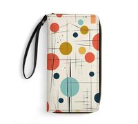 LZQPOEAS Modern Mid Century Clutch Wallet, Small Exquisite PU Leather Long Purse Gift for Friends, Zipper Coin Pocket with Patterns, Wristlet Bag for Daily Use