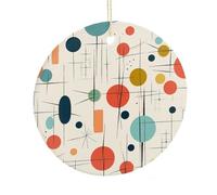 LZQPOEAS Modern Mid Century Round Ceramic Pendant Hanging Festival Ornament, Personalized Double Sided Ceramic Home Decor, Lightweight Durable Hanging Ornament Gift for Home, Party, Women Men