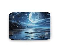 LZQPOEAS Moon Over Ocean Floor Mat 15.7" x23.6 Stylish Multifunctional Coral Fleece Rugs Soft Super Absorbent Patterned Thick Bath Mats for Bathroom Floor,Dressing Table, Home Decor Accessories