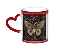 LZQPOEAS Moth Coffee Mugs Heat Sensitive Color Changing Mug In The Sky 13 Ounce Ceramic Tea Cup Personalized Drinking Cup Novelty Coffee Cup Gifts for Men Women