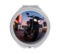 LZQPOEAS Motorcycle Compact Mirror, Double-Sided Folding Makeup Mirror, Durable Metal Travel Pocket Mirror for Purse, Portable Round Touch-Up Mirror for Table Gifts and Everyday Use