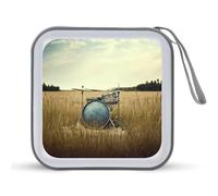 LZQPOEAS Music Drum in Field CD Case 40 Capacity CD/DVD Case Holders Portable Zipper CD Holder Large Storage Disc Wallet Bag Hard Plastic DVD Disc Cases Wallet Disc Storage Binder for Car