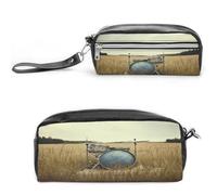 LZQPOEAS Music Drum in Field Pen Case Cosmetic Makeup Bag PU Leather Cosmetic Pencil Bags Small Soft Makeup Pouch with Zipper Waterproof Makeup Brush Holder for Women Men Office