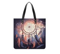 LZQPOEAS Native American Dream Catcher Tote Bag with Magnetic Buckle Reusable Grocery Bags Lightweight Cross Body Handbag for Daily Essentials