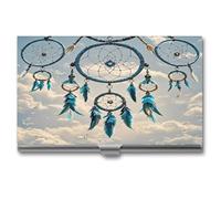 LZQPOEAS Native Dream Catcher Business Card Holder Case for Men & Women Minimalist Design Ultra Thin Metal Credit Card Holder Professional Aluminum Alloy Flip Cover Slim Name Card Case