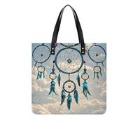 LZQPOEAS Native Dream Catcher Tote Bag with Magnetic Buckle Reusable Grocery Bags Lightweight Cross Body Handbag for Daily Essentials