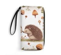 LZQPOEAS Nature Lovely Hedgehog Lovers Clutch Wallet, Small Exquisite PU Leather Long Purse Gift for Friends, Zipper Coin Pocket with Patterns, Wristlet Bag for Daily Use