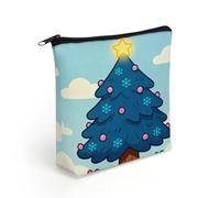 LZQPOEAS Navy Blue-christmas Tree Makeup Bag Cute Zippered Cosmetic Pouch Travel Toiletry Organizer Waterproof Cosmetic Pouch Portable Toiletry Pouch Gift for Mom Teacher Friends