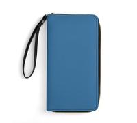 LZQPOEAS Navy Blue Clutch Wallet, Small Exquisite PU Leather Long Purse Gift for Friends, Zipper Coin Pocket with Patterns, Wristlet Bag for Daily Use