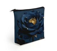 LZQPOEAS Navy Rose Makeup Bag Cute Zippered Cosmetic Pouch Travel Toiletry Organizer Waterproof Cosmetic Pouch Portable Toiletry Pouch Gift for Mom Teacher Friends
