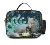LZQPOEAS Nine-tailed Fox Lunch Bag Insulated Two Compartments Meal Box Insulated Cooler Tote with Handle for Men Or Women, Keeps Food Cold Or Hot, Meal Prep for Work Picnic Golf