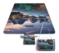 LZQPOEAS Norway Islands Picnic Blanket Outdoor, Square Foldable Lightweight Waterproof Beach Mat (58.3" X 58.3"), Portable Travel Rug for Beach, Camping, Lawn, Parks & Family Picnics