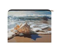 LZQPOEAS Ocean Sea Wave Seashell Makeup Bag Large Capacity Cosmetic Bag for Women Multi-Function Small Zipper Pouch Portable Travel Toiletry Bags Personalized Makeup Bags for Purse