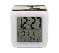 LZQPOEAS Old Lighthouse Alarm Clock Desk Clock with 7 Color Changing Night Light Digital Clocks with Temperature Display Sleep Training and Sound Machine for Heavy Sleeper