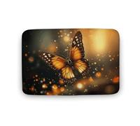 LZQPOEAS Orange Butterfly Floor Mat 15.7" x23.6 Stylish Multifunctional Coral Fleece Rugs Soft Super Absorbent Patterned Thick Bath Mats for Bathroom Floor,Dressing Table, Home Decor Accessories