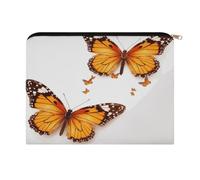 LZQPOEAS Orange Butterfly Makeup Bag Large Capacity Cosmetic Bag for Women Multi-Function Small Zipper Pouch Portable Travel Toiletry Bags Personalized Makeup Bags for Purse
