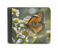 LZQPOEAS Orange Butterfly Wallet Extra Capacity Slim Bifold Wallet with Multiple Card Slots Men's Leather Wallets Travel Billfold